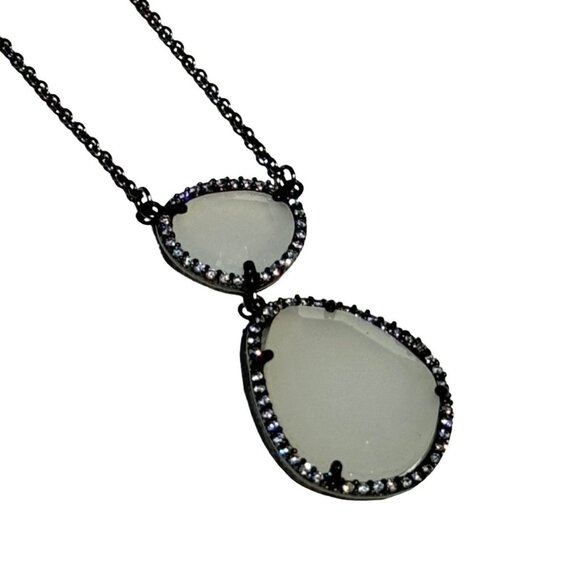 Vintage Diamond and Quartz Sterling Silver Pendant Necklace - Picture 1 of 5